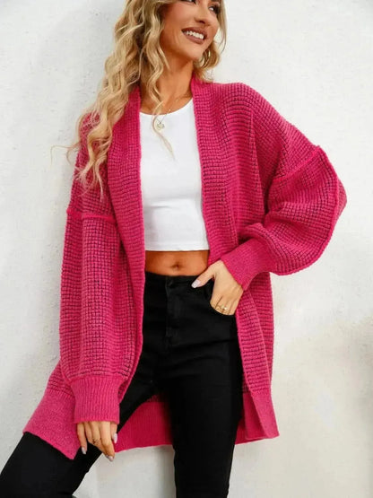 Open Front Dropped Shoulder Cardigan - Bad Moms Club