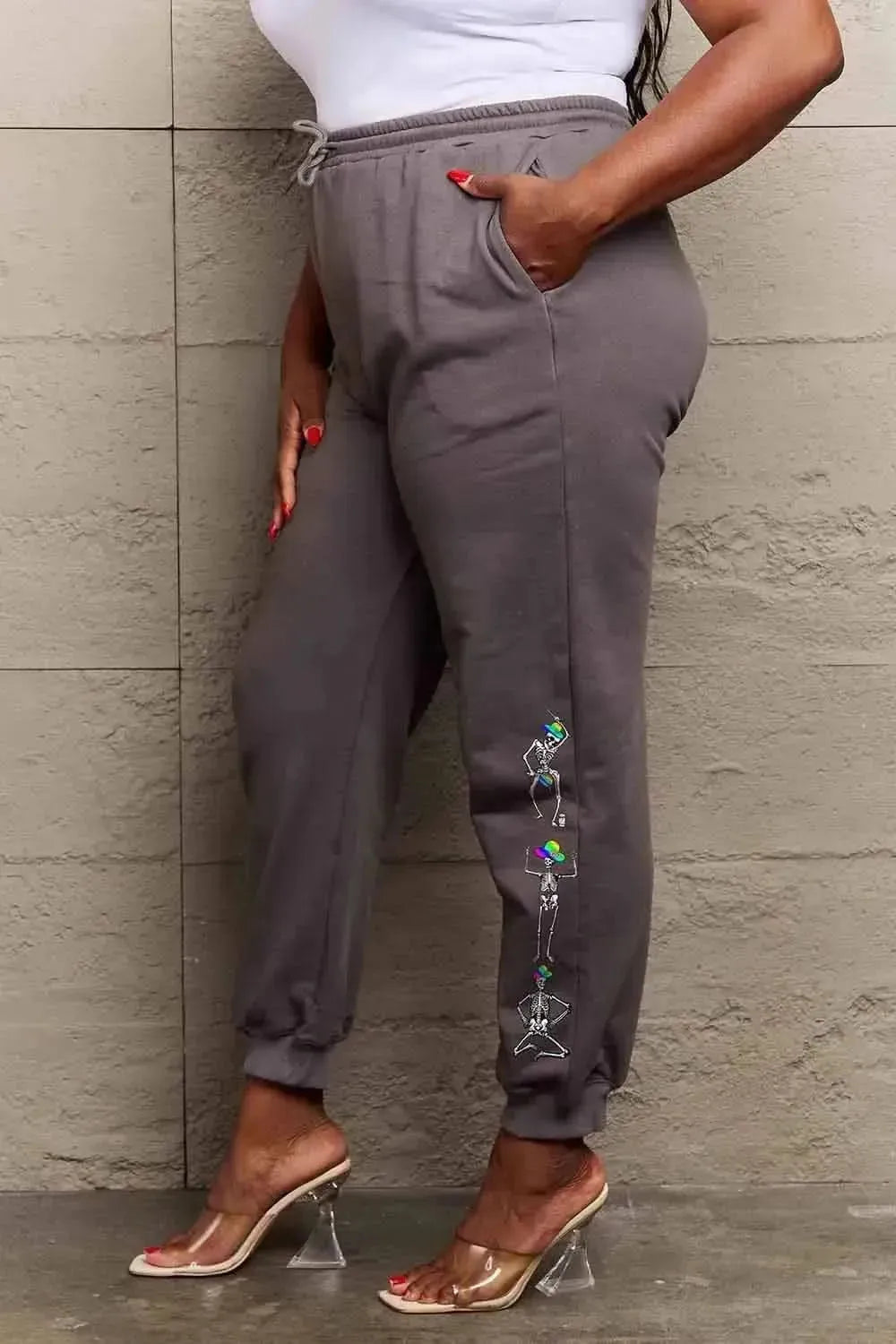 Simply Love Full Size SKELETON Graphic Sweatpants - Bad Moms Club