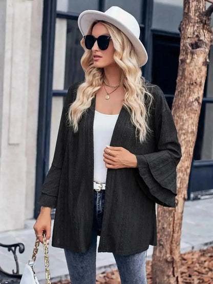 Eyelet Bell Sleeve Cardigan - Bad Moms Club