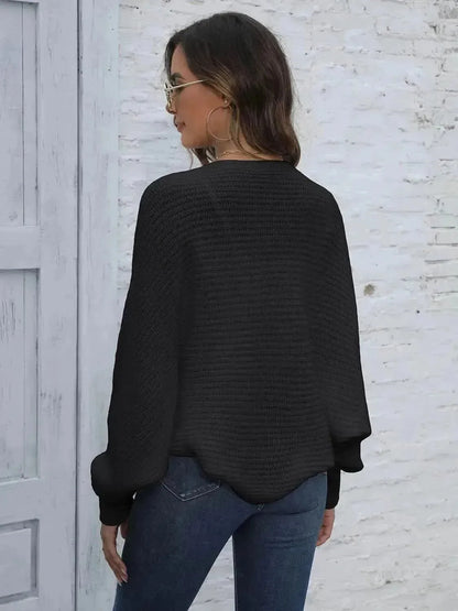 Bat Sleeve Open Front Short Cardigan - Bad Moms Club