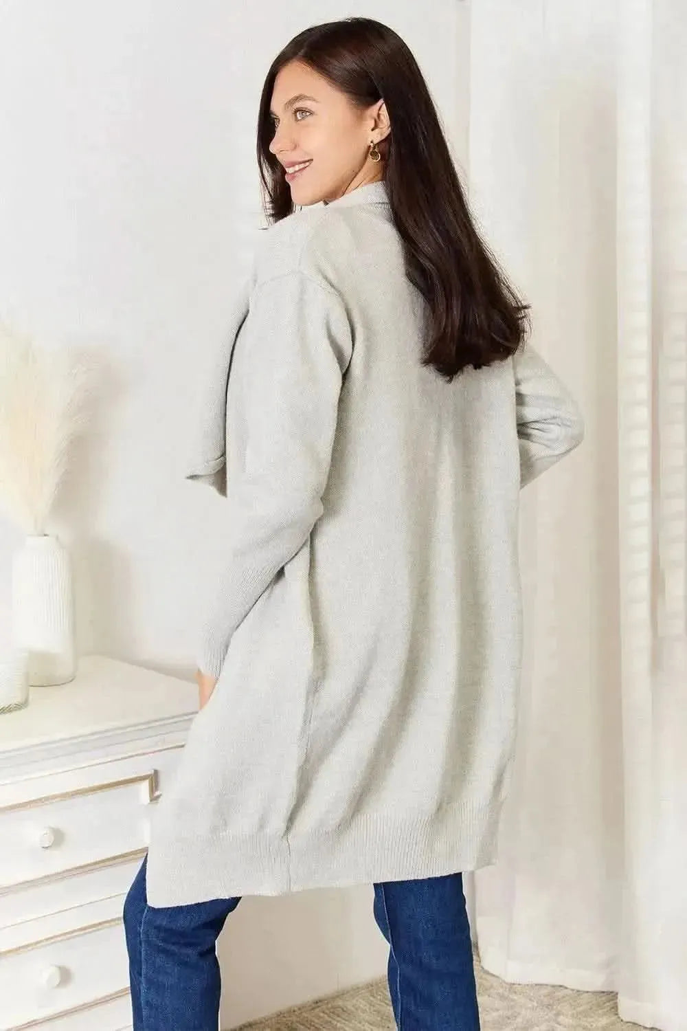 Open Front Duster Cardigan with Pockets - Bad Moms Club