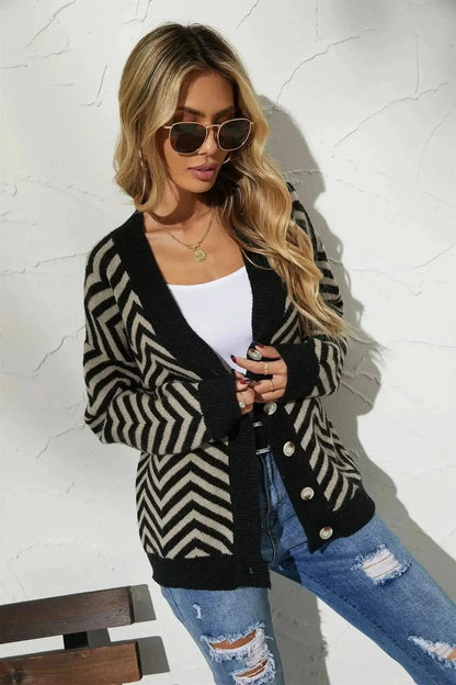 V-Neck Button-Down Cardigan - Bad Moms Club