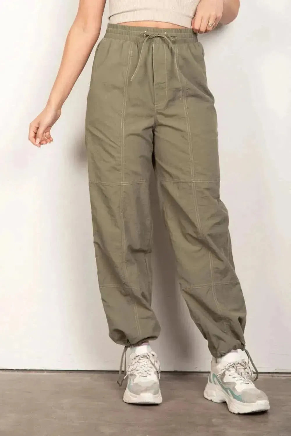 VERY J Drawstring Woven Parachute Joggers - Bad Moms Club