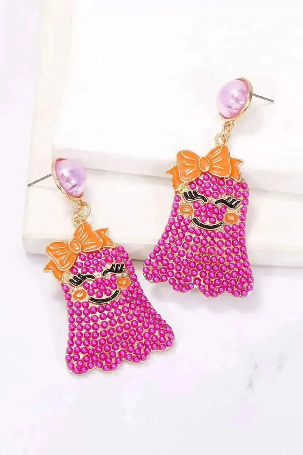 Smiling Ghost Shape Synthetic Pearl Earrings - Bad Moms Club