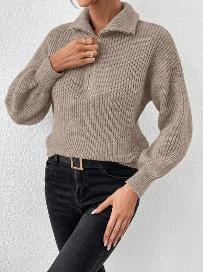 Honey Half Zip Dropped Shoulder Sweater - Bad Moms Club