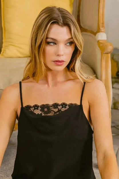 BiBi Lace Detail Cowl Neck Cami - Bad Moms Club