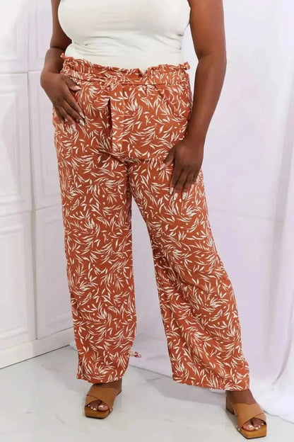 Heimish Right Angle Full Size Geometric Printed Pants in Red Orange - Bad Moms Club