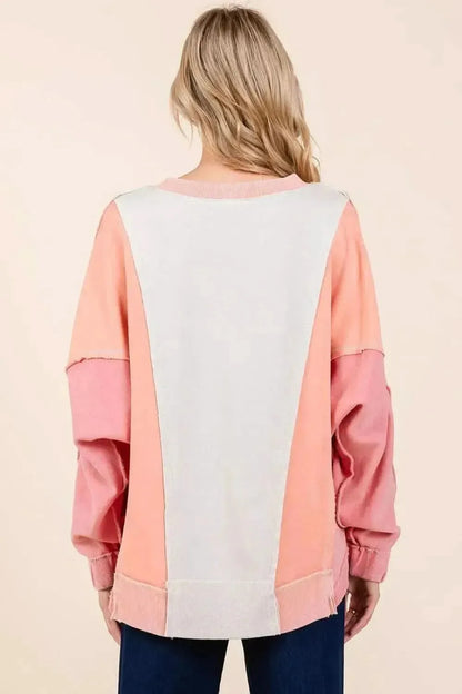 Mittoshop Mineral Wash Color Block Sweatshirt - Bad Moms Club