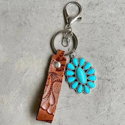 Turquoise Genuine Leather Key Chain - Bad Moms Club