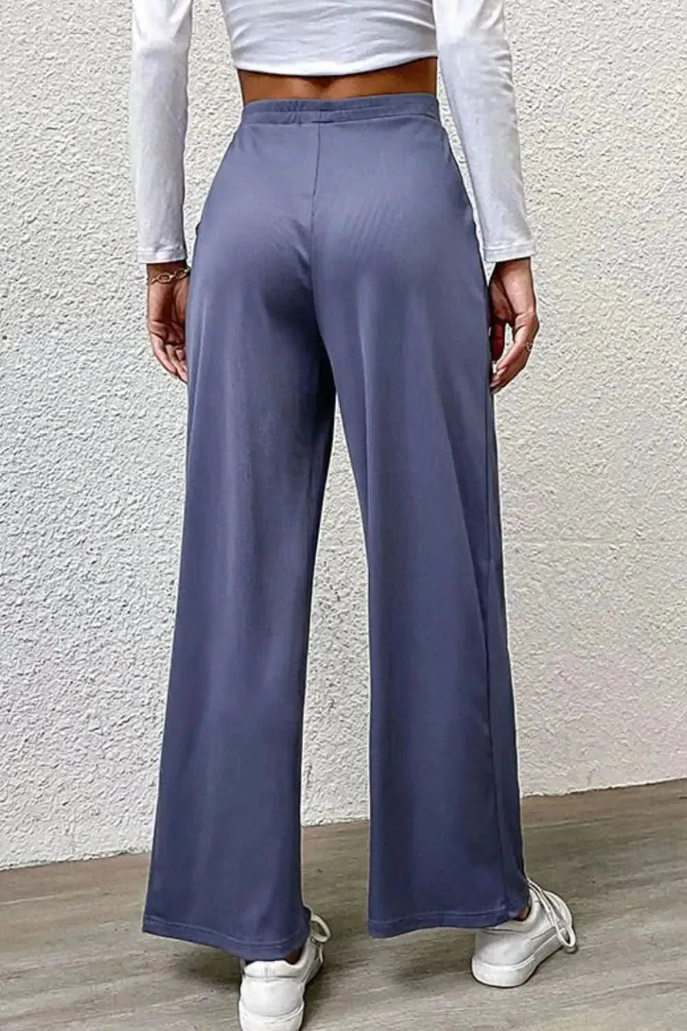 Perfee Pleated Detail Wide-Leg Pants with Pockets - Bad Moms Club