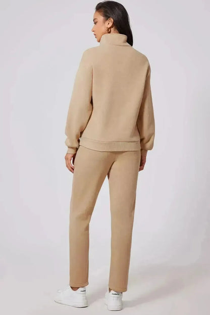 Half Snap Turtleneck Top and Pants Active Set - Bad Moms Club