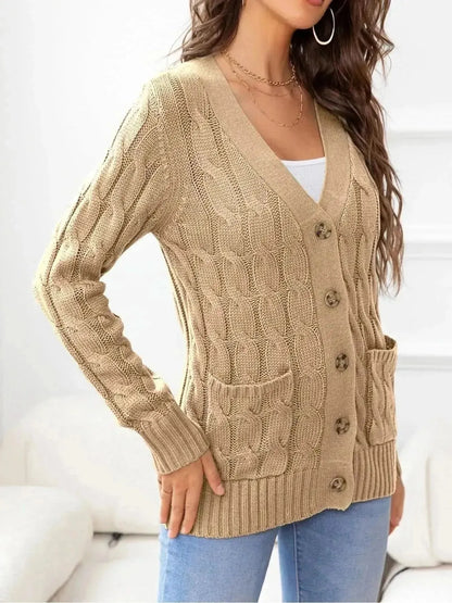 Button Down Cable-Knit Cardigan - Bad Moms Club