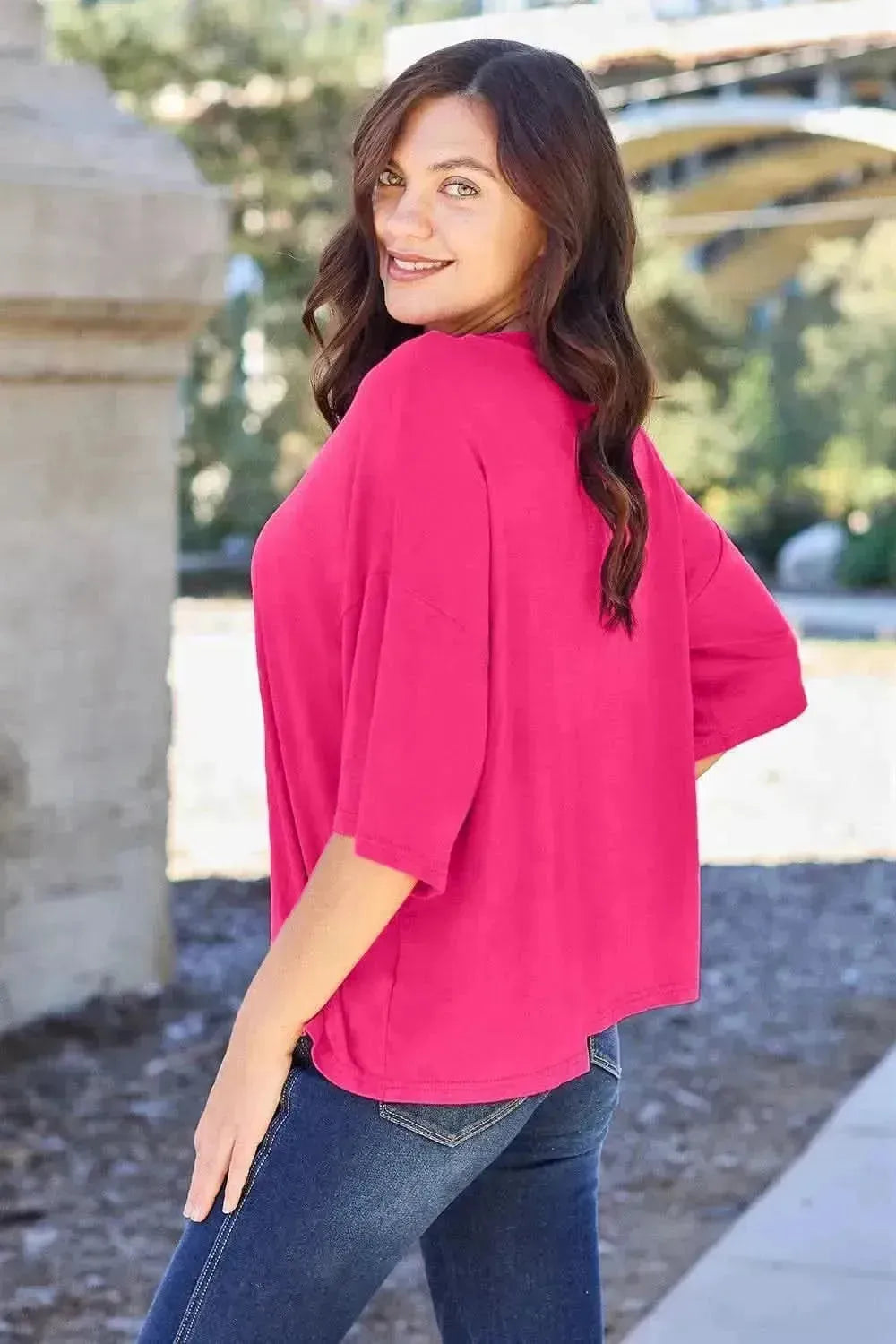 Basic Bae Full Size Round Neck Drop Shoulder T-Shirt - Bad Moms Club