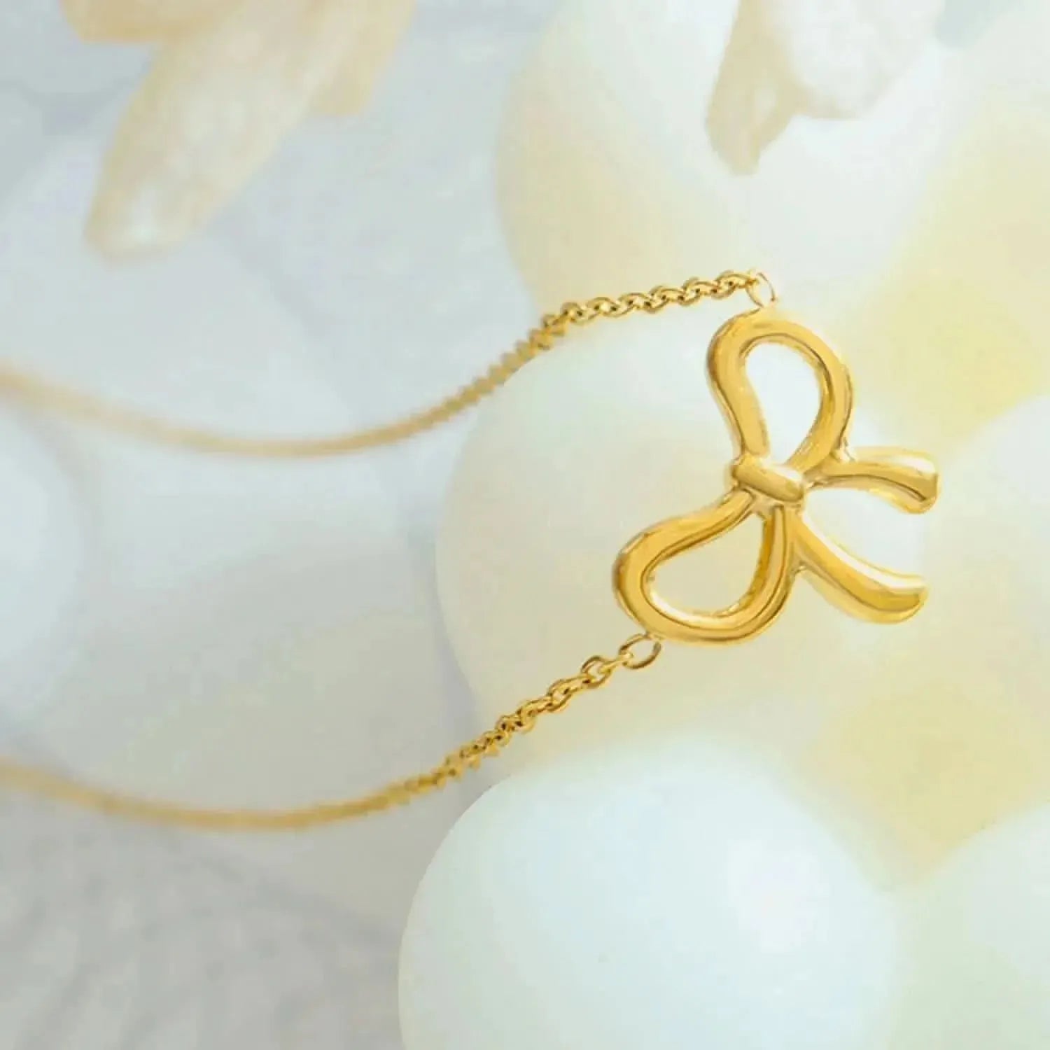 Gold-Plated Titanium Steel Bow Pendant Necklace - Bad Moms Club