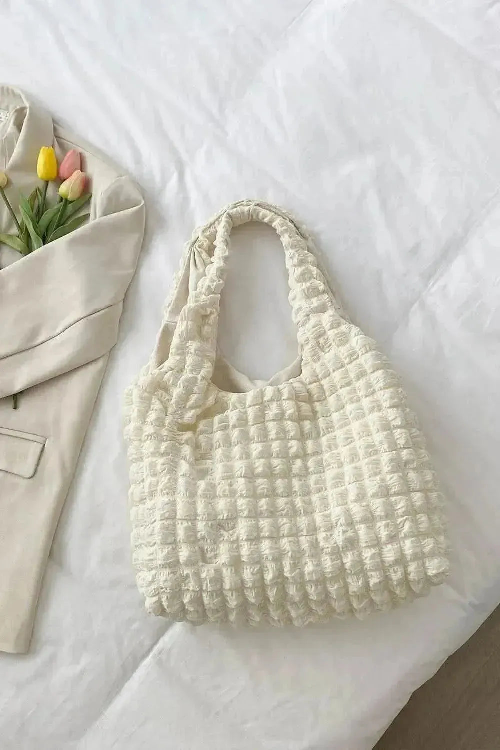 Ruched Polyester Large Handbag - Bad Moms Club