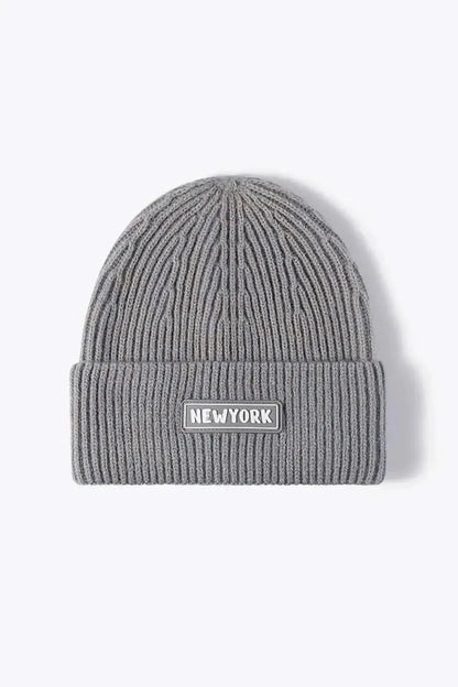 NEWYORK Patch Rib-Knit Cuffed Beanie - Bad Moms Club