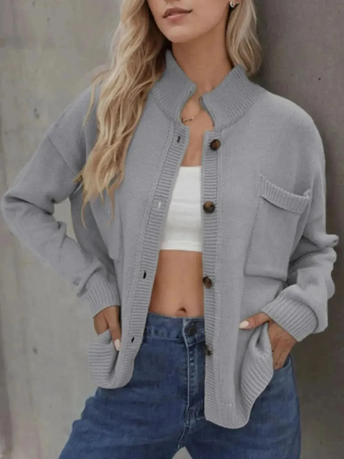 Button Up Long Sleeve Cardigan - Bad Moms Club