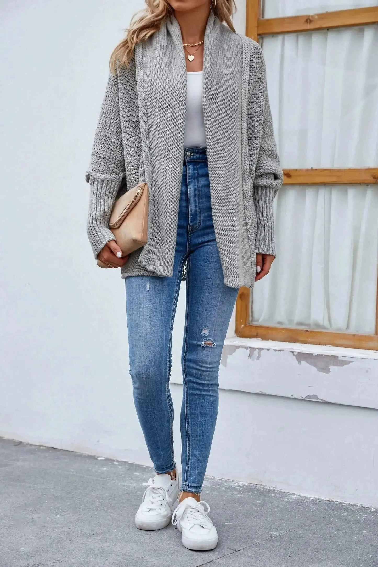 Open Front Long Sleeve Cardigan - Bad Moms Club