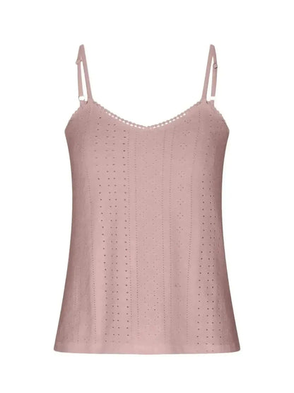 Eyelet Lace Detail V-Neck Cami - Bad Moms Club