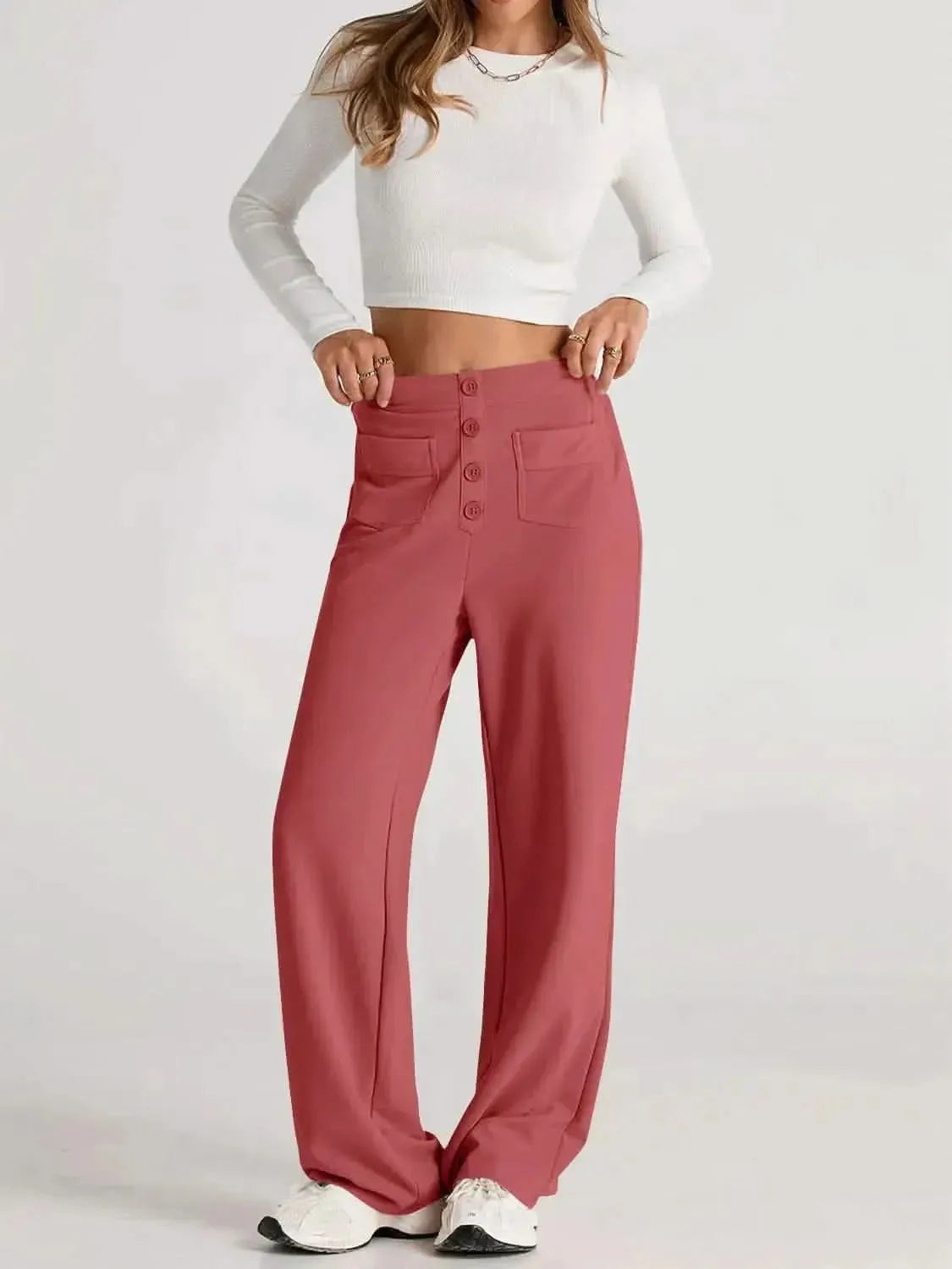 High Waist Wide Leg Pants - Bad Moms Club