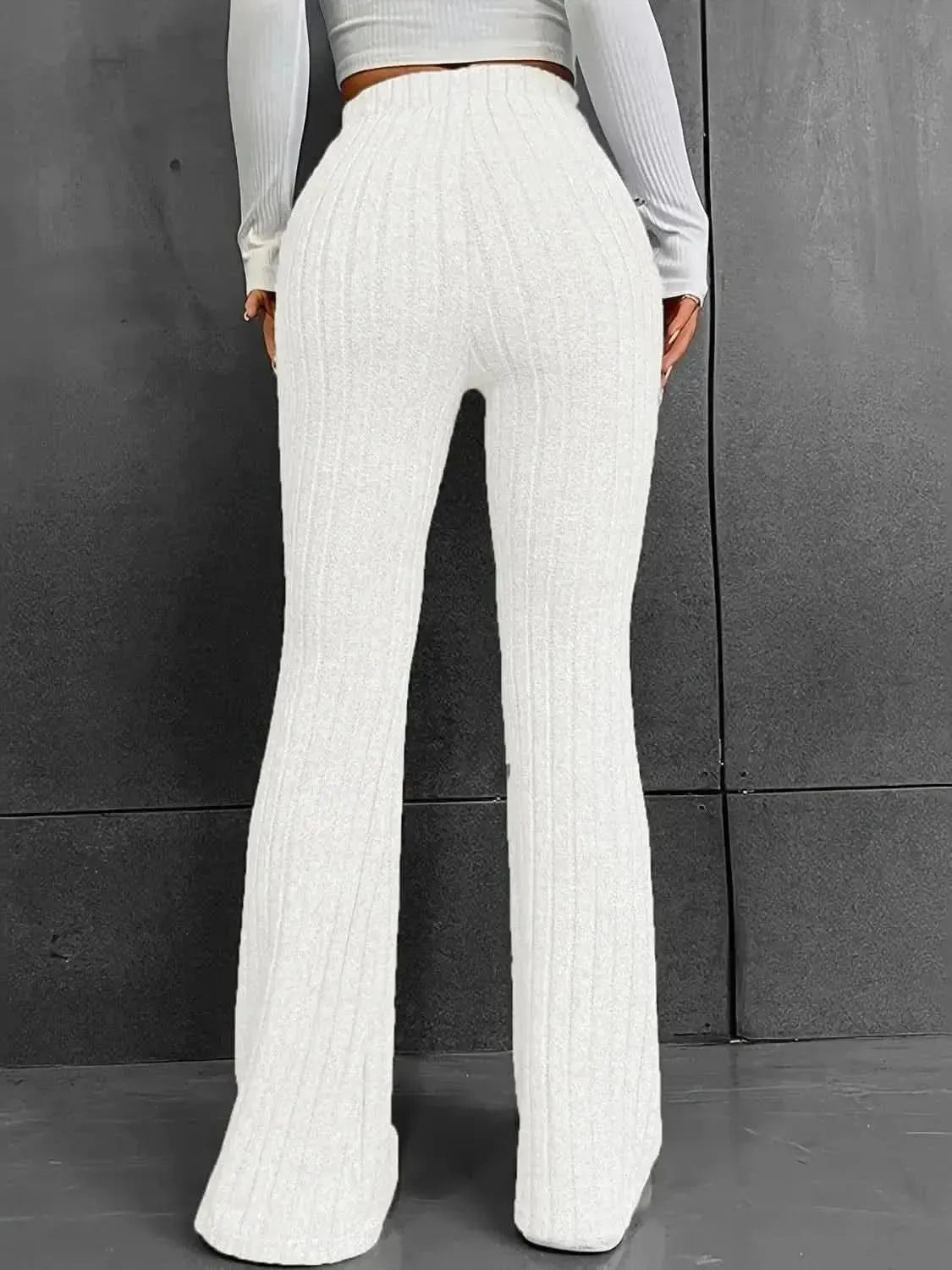 Ribbed High Waist Bootcut Pants - Bad Moms Club