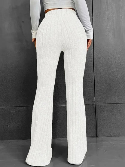 Ribbed High Waist Bootcut Pants - Bad Moms Club