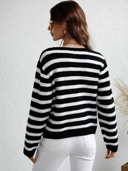 Woven Right Striped Button Front Cardigan - Bad Moms Club