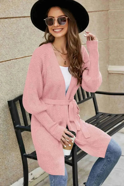Open Front Lantern Sleeve Cardigan - Bad Moms Club