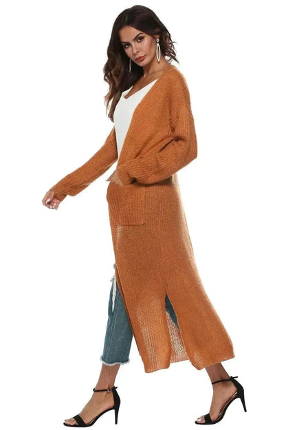 Long Sleeve Open Front Buttoned Cardigan - Bad Moms Club