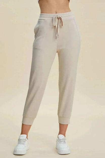 Basic Bae Full Size Air Scuba Drawstring High Waist Cropped Pants - Bad Moms Club