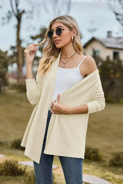 Open Front Long Sleeve Cardigan - Bad Moms Club