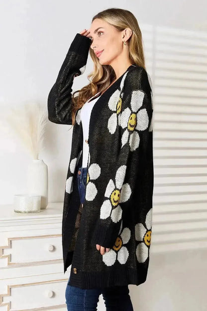 Floral Button Down Longline Cardigan - Bad Moms Club