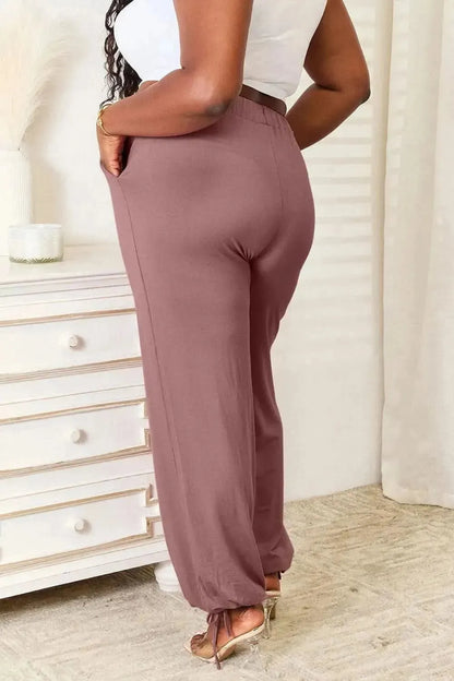 Basic Bae Full Size Soft Rayon Drawstring Waist Pants with Pockets - Bad Moms Club