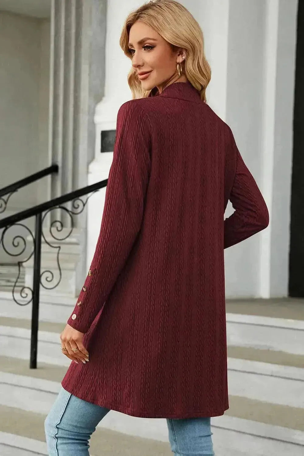 Open Front Long Sleeve Cardigan - Bad Moms Club