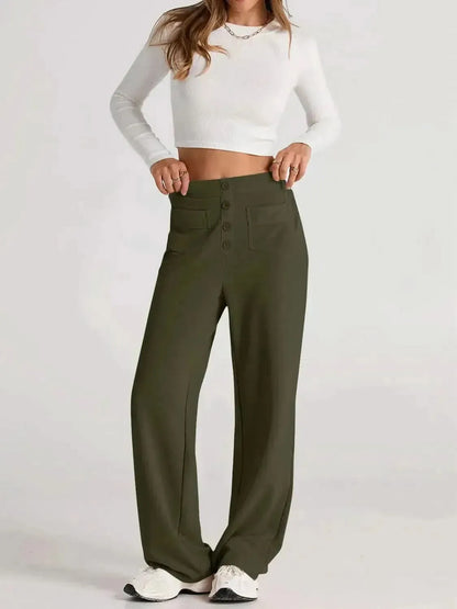 High Waist Wide Leg Pants - Bad Moms Club