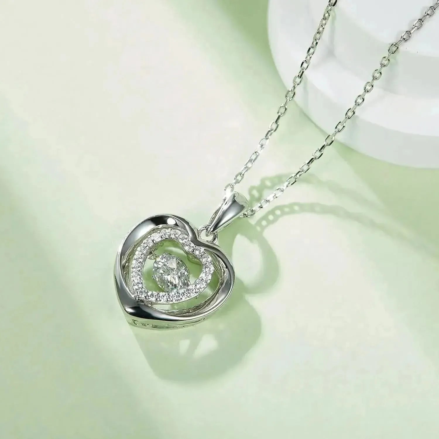 Moissanite 925 Sterling Silver Heart Necklace - Bad Moms Club