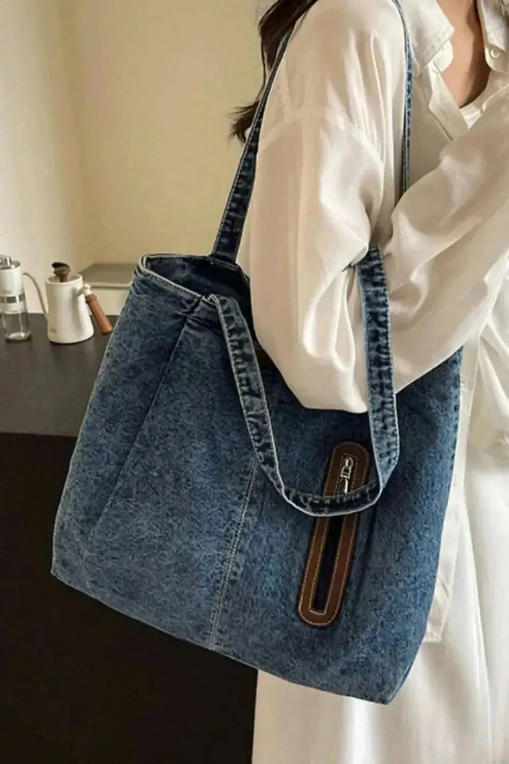 Medium Denim Tote Bag - Bad Moms Club