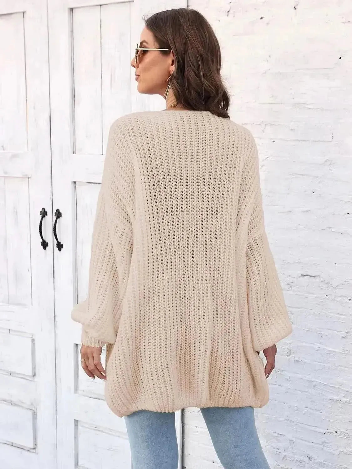 Open Front Dropped Shoulder Longline Cardigan - Bad Moms Club
