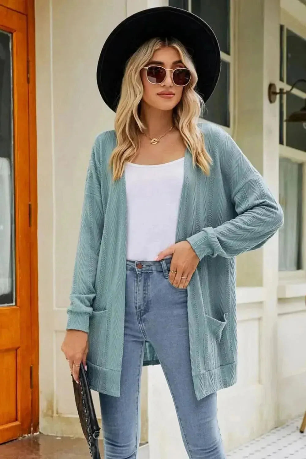 Long Sleeve Pocketed Cardigan - Bad Moms Club