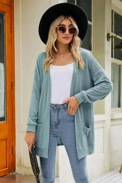 Long Sleeve Pocketed Cardigan - Bad Moms Club