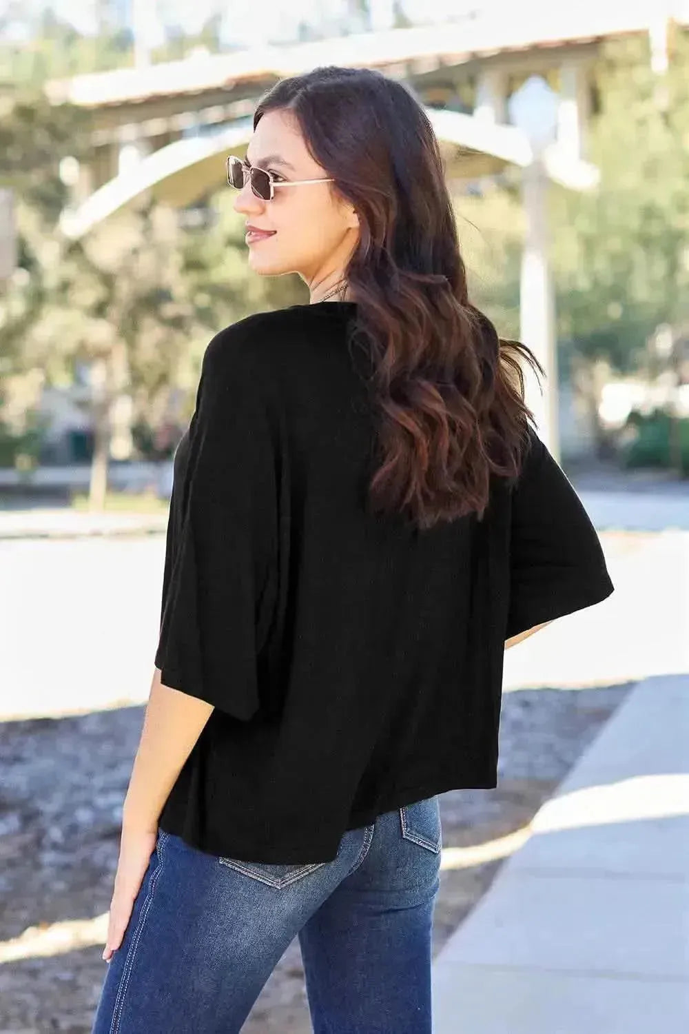 Basic Bae Full Size Round Neck Drop Shoulder T-Shirt - Bad Moms Club
