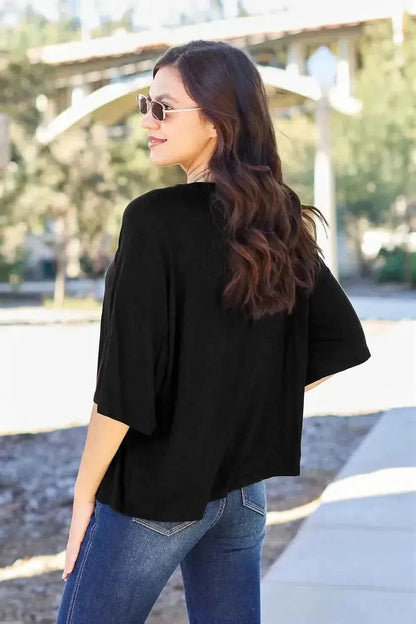 Basic Bae Full Size Round Neck Drop Shoulder T-Shirt - Bad Moms Club