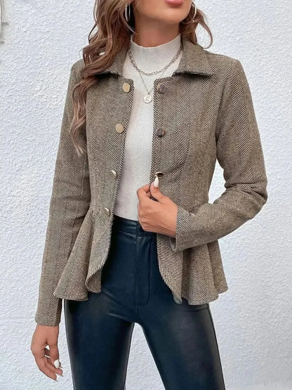 Ruffle Hem Collared Blazer - Bad Moms Club