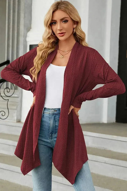 Open Front Long Sleeve Cardigan - Bad Moms Club