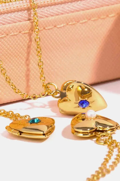 Zircon Heart Shape 14K Gold-Plated Pendant Necklace - Bad Moms Club