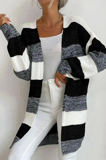 Striped Long Sleeve Duster Cardigan - Bad Moms Club