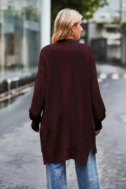 Open Front Dropped Shoulder Longline Cardigan - Bad Moms Club