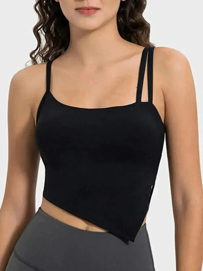 Slit Asymmetrical Neck Active Cami - Bad Moms Club