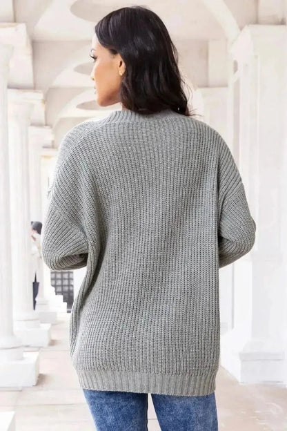 Button Up Long Sleeve Cardigan with Pockets - Bad Moms Club