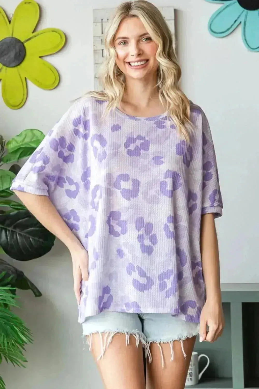 HOPELY Print Waffle Oversized T-Shirt - Bad Moms Club
